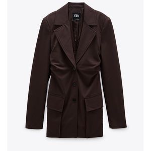 BRAND NEW ZARA BROWN RUCHED BLAZER
